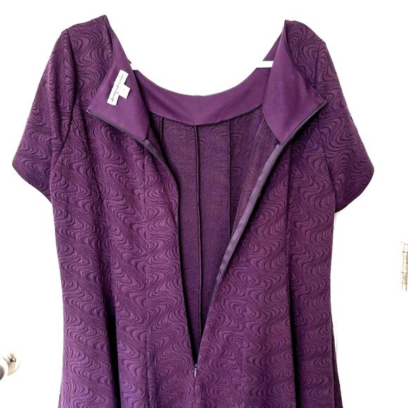 Danny & Nicole Womens 2X Purple Textured Knit Fit & Flare Dress Career Party - Picture 4 of 9